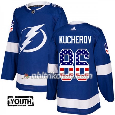 Tampa Bay Lightning Trikot Nikita Kucherov 86 Adidas 2017-2018 Blau USA Flag Fashion Authentic - Kinder